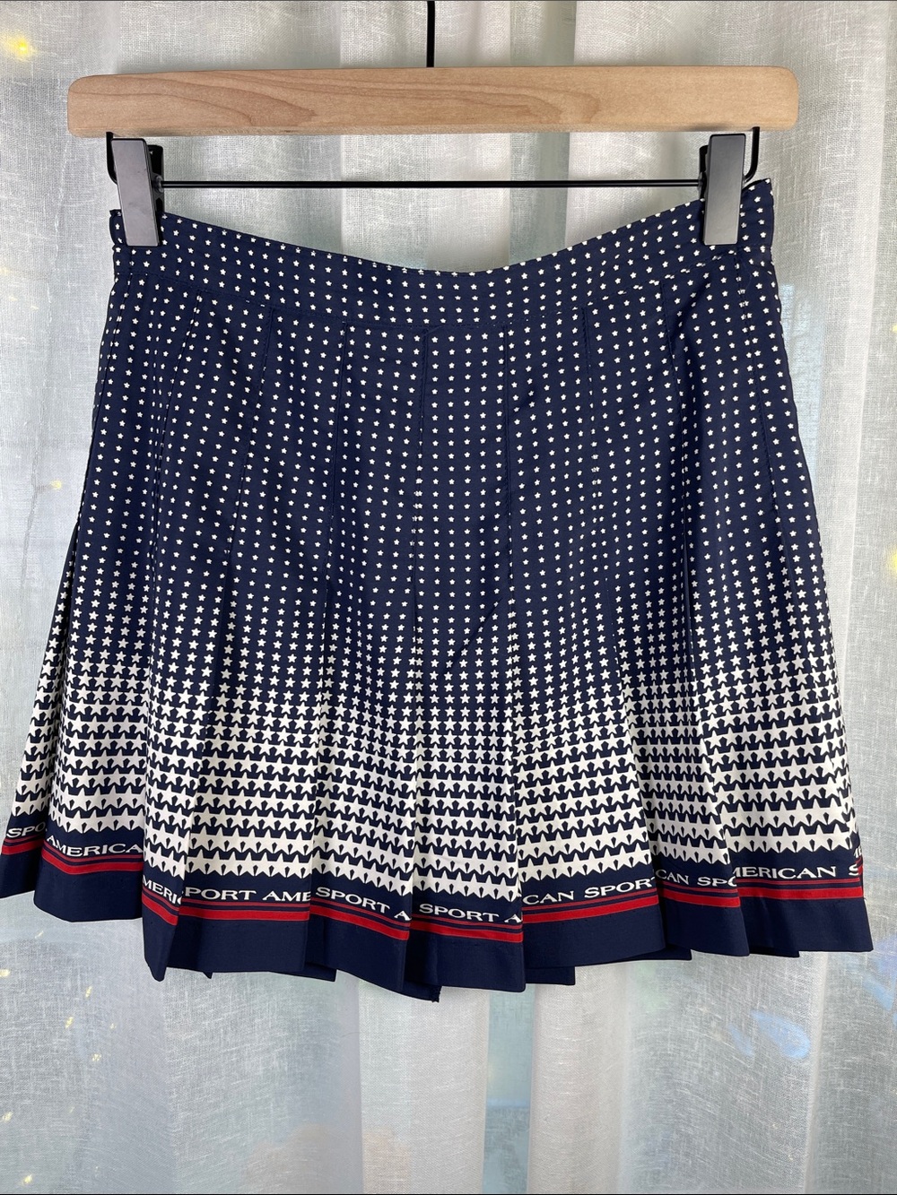 Tail Navy and White Star-Pattern Tennis Skirt with Red Trim